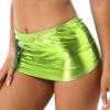 Yihuimin Women's Shiny Metallic Liquid Mini Skirt Night Out Party Cocktail A-Line Skirts Clubwear Fluorescent_Green One Size view 1