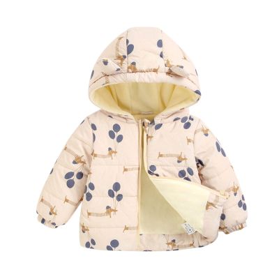 Ikevan Kid Warm Winter Coat With Hood Toddler Baby Boys Girls Cartoon Windproof Warm Outerwear Jacket 6M-5T (Beige, 2-3 Years)