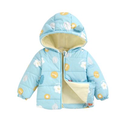 Ikevan Kid Warm Winter Coat With Hood Toddler Baby Boys Girls Cartoon Windproof Warm Outerwear Jacket 6M-5T (Sky Blue, 12-18 Months)