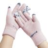 FakeFace Cute Panda Winter Wool Touchscreen Gloves for Women Girls Windproof Warm Knit Texting Gloves Mittens Gift for Christmas Day New Year (Pink Knit) view 3