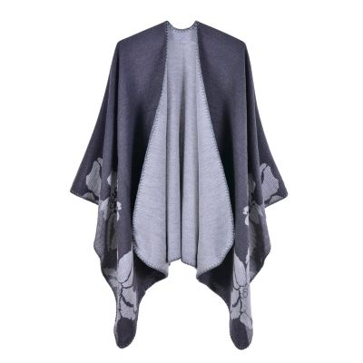 Lncropo Women's Shawls Wraps Winter Open Front Poncho Cape Oversized Cardigan Sweater,Series B27-grey