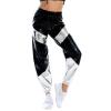 IWEMEK Women Metallic Shiny Jogger Pants High Waist Patent Holographic Sweatpants Bicolor Contrast Color Block Punk Style Disco Dance Hip Hop Trousers Club Wear Black+Silver Small view 2