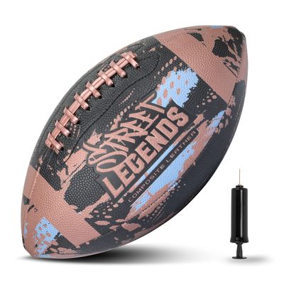 Street Legends Youth Football, Graffiti Printed Composite Leather Size 8 Football- Includes Pump, Made for Training, Practicing, & Recreational Play (Brown)