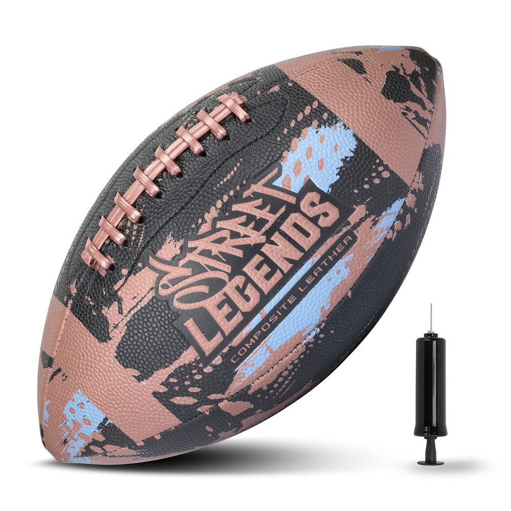Street Legends Youth Football, Graffiti Printed Composite Leather Size 8 Football- Includes Pump, Made for Training, Practicing, & Recreational Play (Brown)