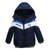Ikevan Kids Boys Thick Cotton Padded Parka Jacket Toddler Winter Stripe Jacket Zipper Hooded Windproof Coat 12M-4T (Navy, 3-4 Years) view 1