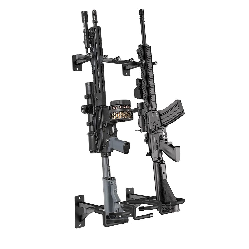 Nswern Gun Rack Wall Mount 3 slot Gun Free-Standing Rack,Sturdy Metal Storage Holder,Wall rack Firearm Free-Standing Indoor Display Stand (black 1p)