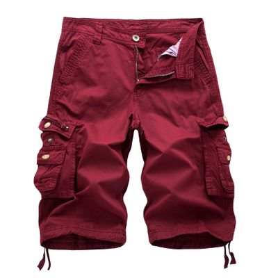 Kaxiya2021 Men's Cargo Shorts Summer Relaxed Fit Multi-Pocket Beach Shorts Lightweight Twill Outdoor Cotton Short Pants (36,Red)