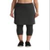 Modest Skirt with Leggings Attached for Women Workout Knee Length Skort Capris Pants with 2 Pockets d_gy s Deep Grey view 4