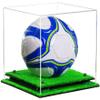 Better Display Cases Acrylic Display Case for Collectibles, Full Size Soccer Ball Display Case,Green Risers & Turf Base, Handcrafted Showcase Box.DIM;9.75" L x 9.75" W x 9.75" H. (B02/A027) view 1
