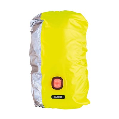 ABUS Rain Cover for Backpacks - Lumino X-Urban Cover with Integrated USB Rear Light - Waterproof & Visible Backpack Cover - Yellow/Silver