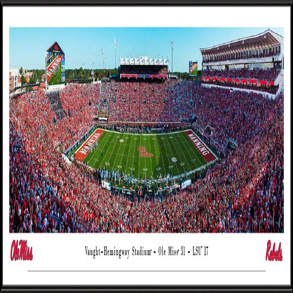 Ole Miss Football (50 yd - day) - 40.25x13.75-inch Standard Framed Print by Blakeway Panoramas
