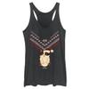 Marvel Hawkeye Cat Ugly Christmas Sweater Poster Juniors Tri Blend Tank, Black Heather, Small view 1