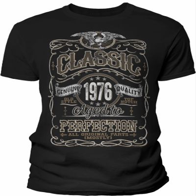 50th Birthday Gift Shirt for Men - Classic 1976 Aged to Perfection - Black-001-4X