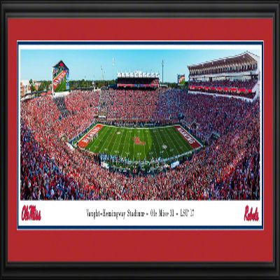 Ole Miss Football (50 yd - day) - 44x18-inch Double Mat, Deluxe Framed Picture by Blakeway Panoramas