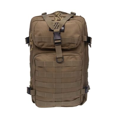G OUTDOORS PRODUCTS Tactical Bugout Tan Durable Weatherproof Water-Resistant Computer Backpack with 2 Removable Pistol Cases, Magazine Pouches & MOLLE Webbing for Shooting & Hunting