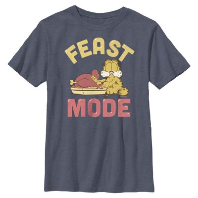 Nickelodeon Garfield Feast Mode Boys T-Shirt, Navy Blue Heather, Medium