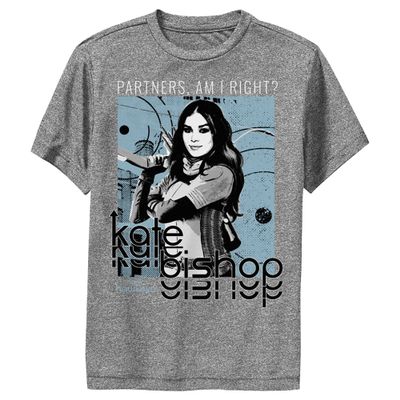 Marvel Hawkeye Kate Bishop Partners Right Poster Boys T-Shirt, Charcoal Heather, Medium