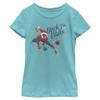 Marvel Spider-Man Deck The Walls Holiday Girls T-Shirt, Tahiti Blue, Large view 1