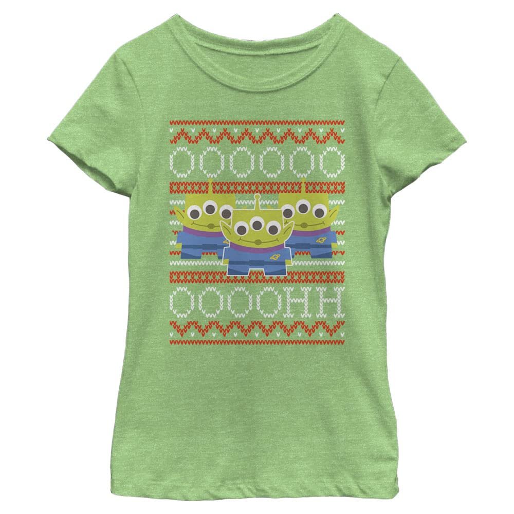 Disney Toy Story Aliens Ooooh Knit Syle Sweater Girls T-Shirt, Green Apple, Large