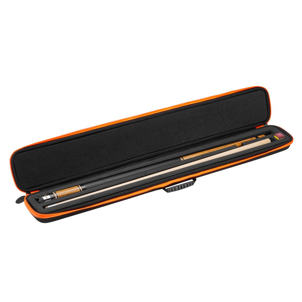 Casemaster Parallax Pool Cue Case, Holds 1 Butt and 1 Shaft, Foam-Lined Pool Stick Case, 600D Oxford Fabric, Chalk Holder, Orange
