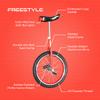 Unifly 18" Freestyle Unicycle - [C] Frame, Tubular Oval Steel, Complete Set, Wide Double Aluminum Wheel (Black) view 2
