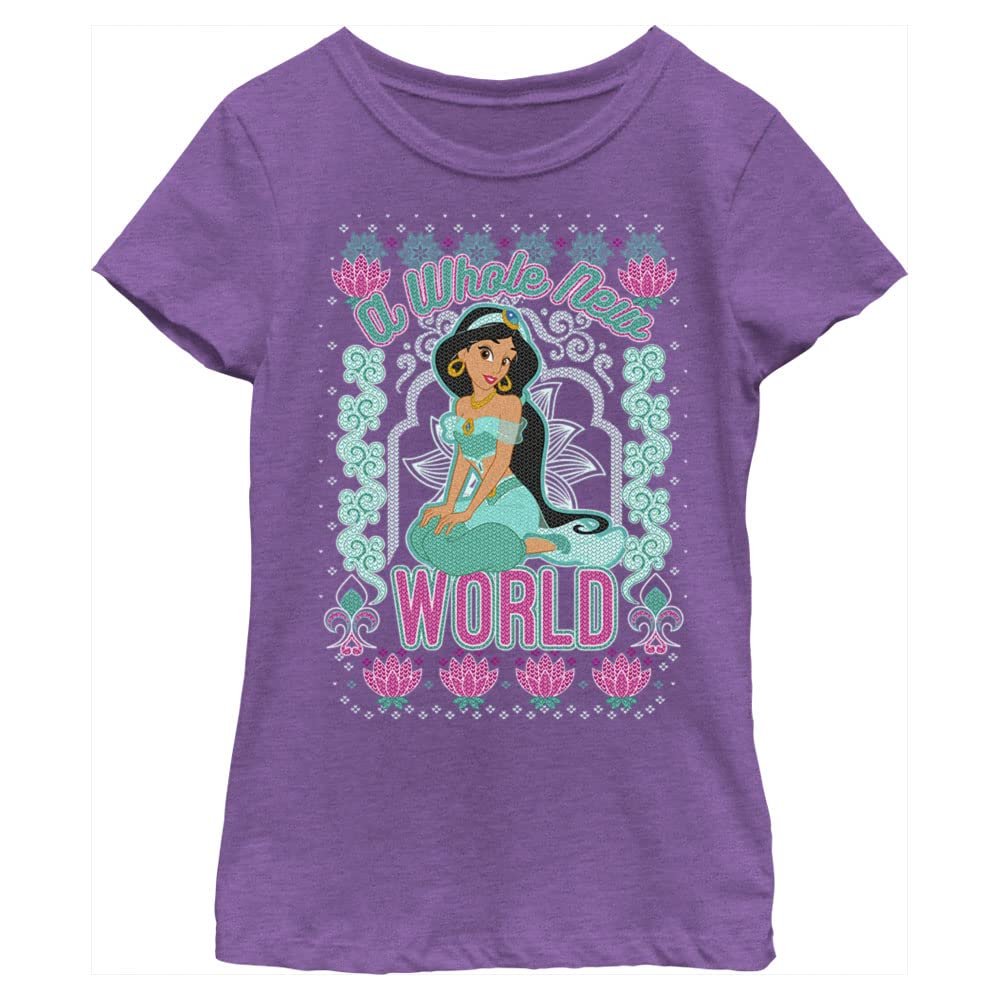 Disney Girl's Jasmine World -Sweater T-Shirt, Purple Berry, X-Large