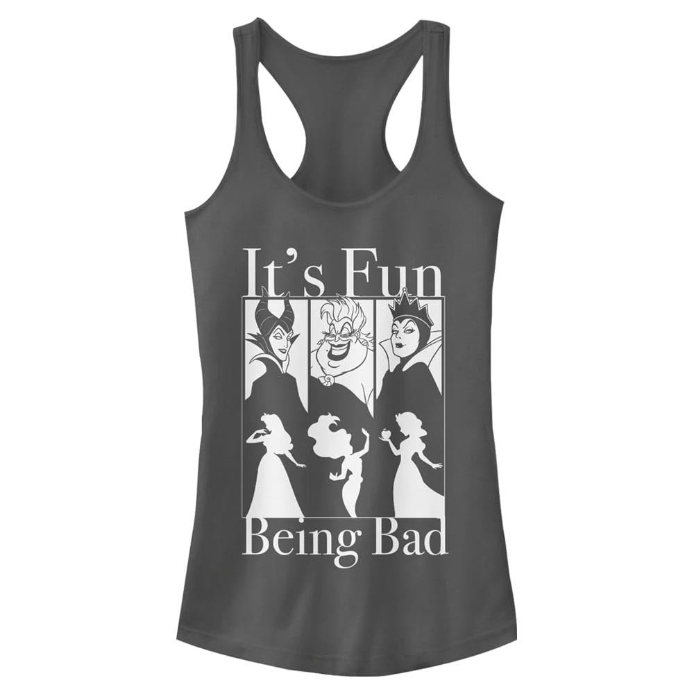 Disney womens It's Fun Being Bad Ideal Racerback Graphic Tank Top T Shirt, Charcoal, X-Small US
