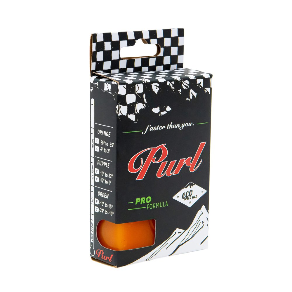PURL PRO Ski & Snowboard Wax- Competition Wax - Race Wax (PRO Orange/Warm: 20F to 35+F) 68 Gram bar.