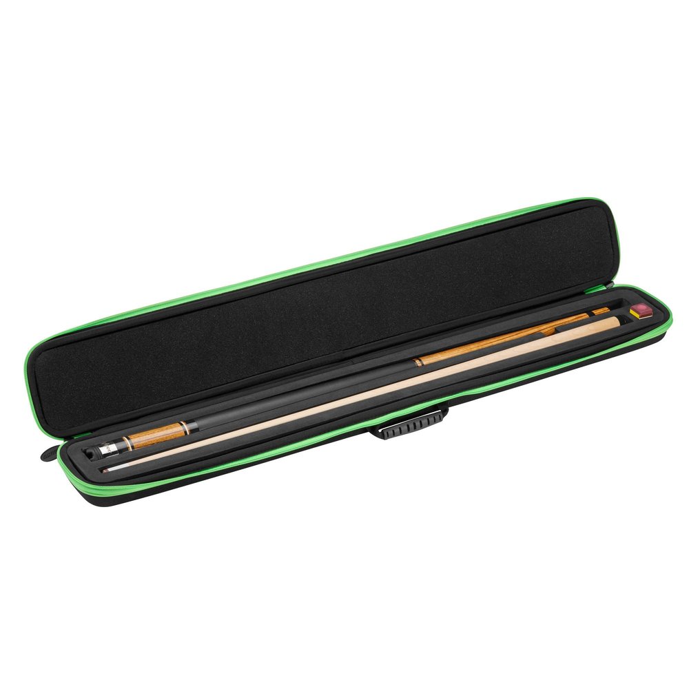Casemaster Parallax Pool Cue Case, Holds 1 Butt and 1 Shaft, Foam-Lined Pool Stick Case, 600D Oxford Fabric, Chalk Holder, Green