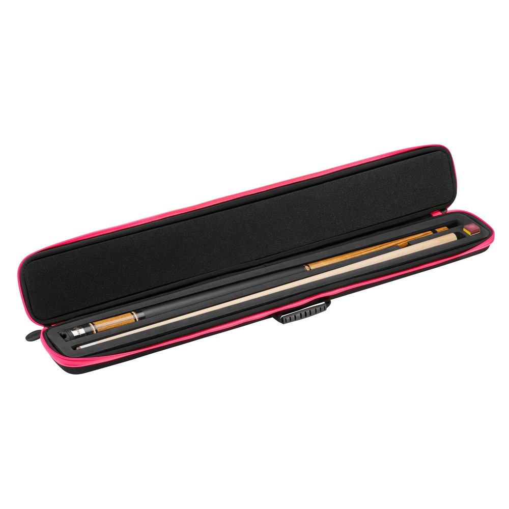 Casemaster Parallax Pool Cue Case, Holds 1 Butt and 1 Shaft, Foam-Lined Pool Stick Case, 600D Oxford Fabric, Chalk Holder, Pink