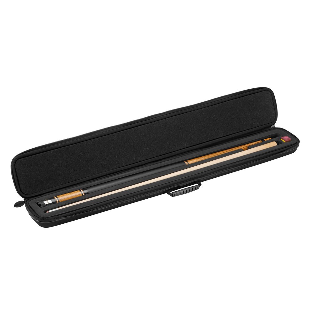 Casemaster Parallax Pool Cue Case, Holds 1 Butt and 1 Shaft, Foam-Lined Pool Stick Case, 600D Oxford Fabric, Chalk Holder, Black