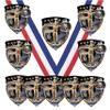 10 Pack Large 3 Inch Shield Shape Boys Male Gymnastics Medals Trophy Team Award with Neck Ribbons CSM view 1