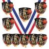 10 Pack Large 3 Inch Shield Shape Boys Mens Basketball Medals Trophy Team Award with Neck Ribbons CSM view 1