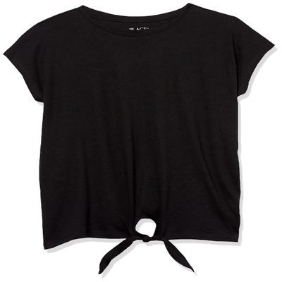 The Children's Place girls The Children's Place Tie Front Tops Shirt, Black, X-Small US