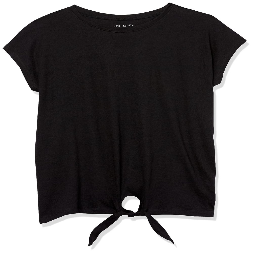 The Children's Place girls The Children's Place Tie Front Tops Shirt, Black, X-Small US