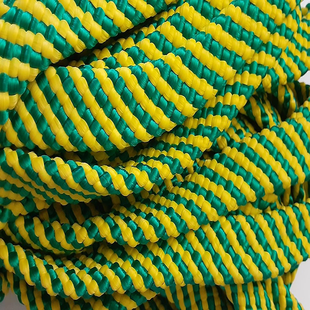 3/4" x 100 ft. Flat Hollow Braid MFP Rope. Yellow/Green