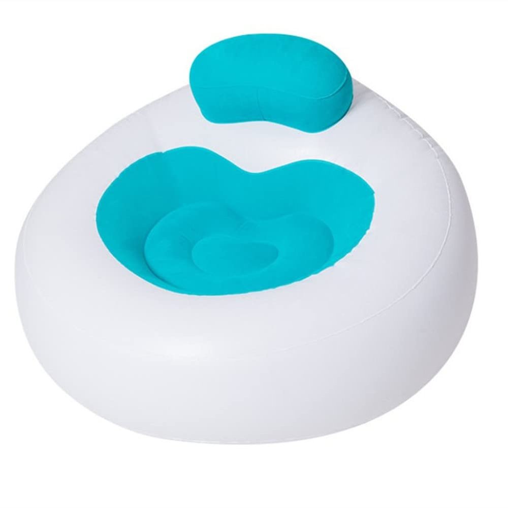 DDER Outdoor Camping Beach Camping Home Must-Have Adult Sequins Lazy Inflatable Sofa Stool with Foot Inflatable Pump (Blue)