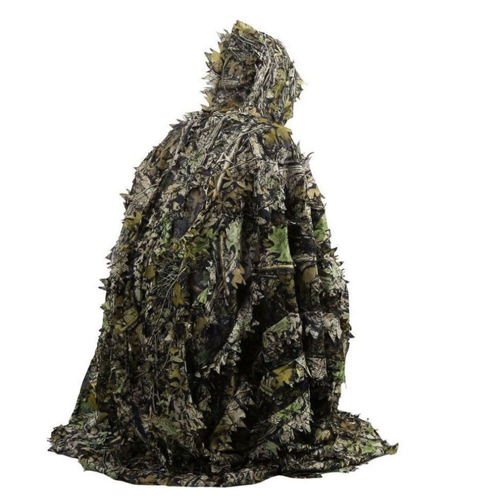 3D Leafy Poncho,Camouflage Poncho for Hunting Airsoft Wildlife Photography Bird Watching Leafy Camo Breathable Outdoor Woodland Forest Jungle Military Hunting Gear,for Men Women (Size : One-Size)