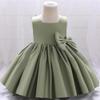 Flower Girl Dress for Wedding Kids Toddler Sleeveless Satin Bowknot Tulle Tutu Princess Dresses Bridesmaid Baptism Christening First Communion Pageant Birthday Party Prom Gown Green 9-10 Years view 3