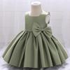 Flower Girl Dress for Wedding Kids Toddler Sleeveless Satin Bowknot Tulle Tutu Princess Dresses Bridesmaid Baptism Christening First Communion Pageant Birthday Party Prom Gown Green 9-10 Years view 4