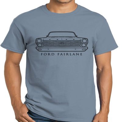 1967 Ford Fairlane Front End Design Classic Print Tshirt XX-Large stoneblue