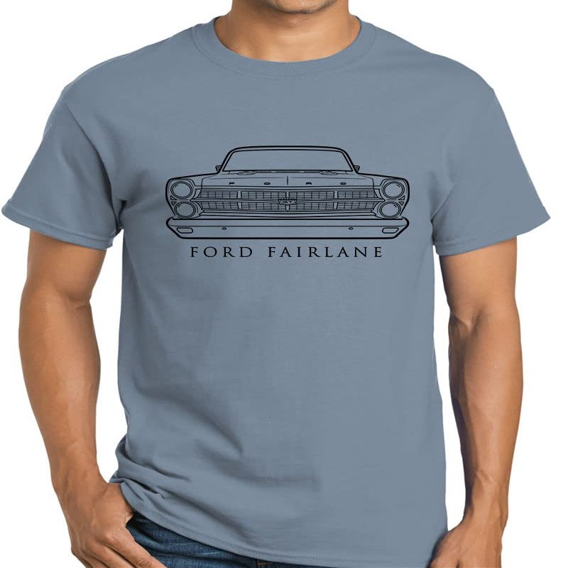 1967 Ford Fairlane Front End Design Classic Print Tshirt XX-Large stoneblue