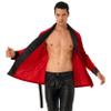 YOOJOO Men's Velvet Smoking Robe Jacket With Belt Funny Halloween Christmas Cosplay Costume Red 4X-Large view 4