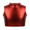 Aislor Kids Big Girls Shiny Metallic Crop Tank Tops Racer Back Dance Athletic Sports Bra Red B 12 Years view 1