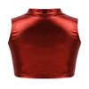 Aislor Kids Big Girls Shiny Metallic Crop Tank Tops Racer Back Dance Athletic Sports Bra Red B 12 Years view 2