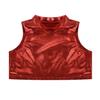 Aislor Kids Big Girls Shiny Metallic Crop Tank Tops Racer Back Dance Athletic Sports Bra Red B 12 Years view 3