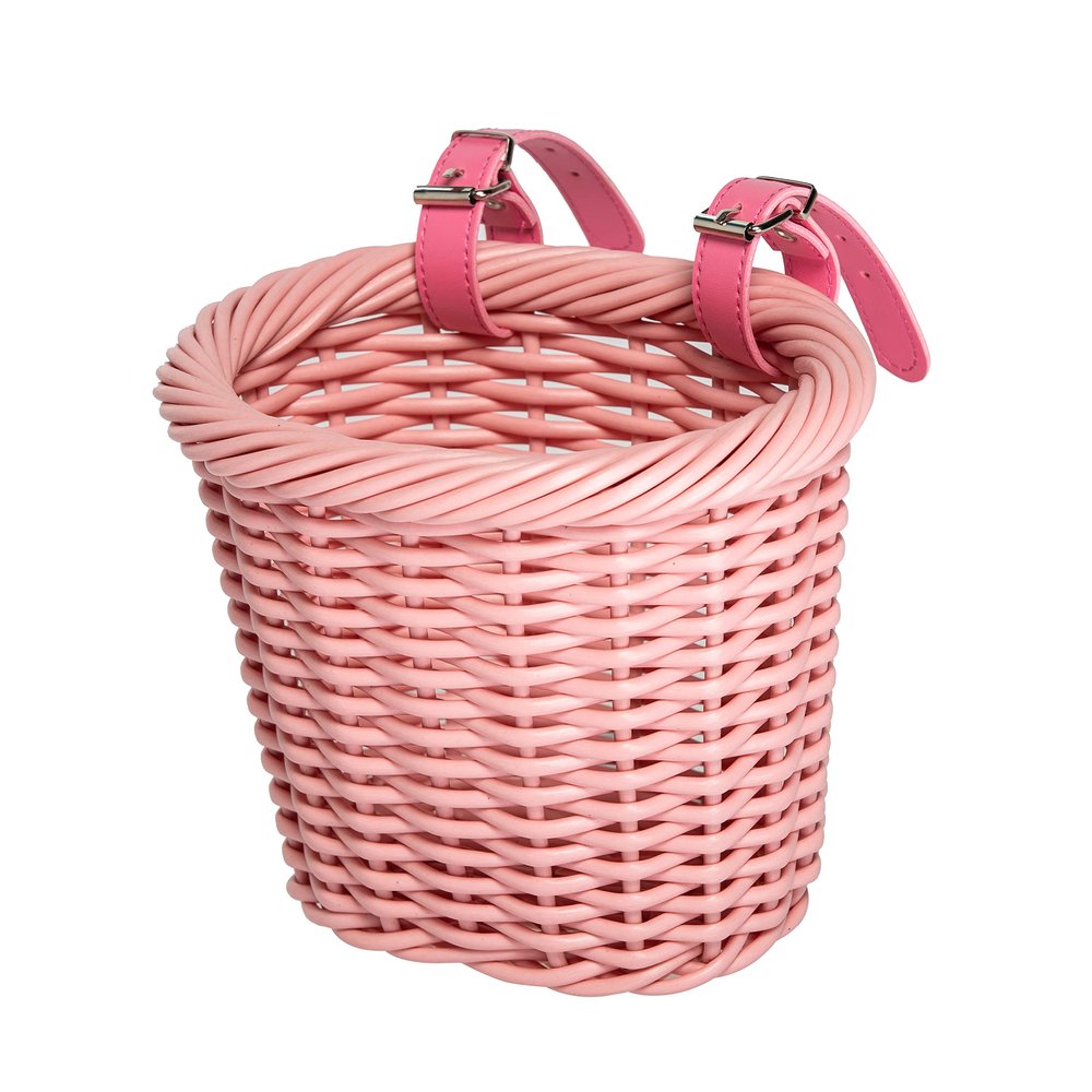 MEGHNA Woven Mini Bike Basket for Kid Bike Handlebar Bike Basket for Women Girl for Scooter, Pink