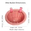 MEGHNA Woven Mini Bike Basket for Kid Bike Handlebar Bike Basket for Women Girl for Scooter, Pink view 2