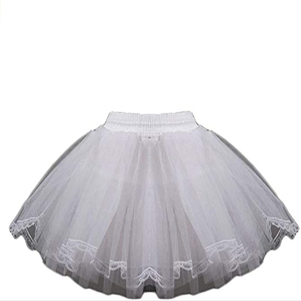 METEMEI 3 Layers Girls Slip Flower Girl Petticoat Crinoline Hoopless Skirt Underskirt for Kids KPT2 Girls' Slip (Medium, White)