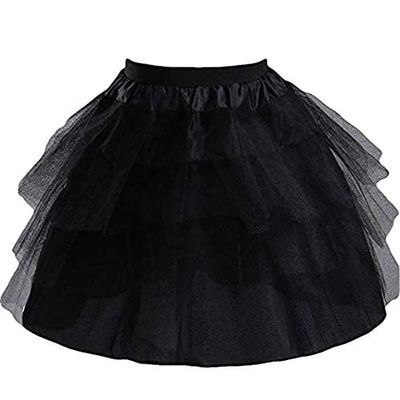 METEMEI Kids White Mini 3 Layers Wedding Flower Girl Petticoat/Underskirt/Crinoline Slips (Medium, Black)